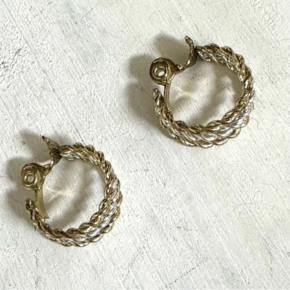 NWH silver and gold tone clip on earrings